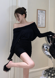 Stylish Off - Shoulder Black Ruched Bodycon Mini Dress