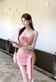 Charming One - Shoulder Blush Ruffled Lace Mini Dress