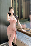 Charming One - Shoulder Blush Ruffled Lace Mini Dress