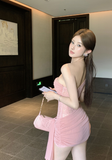 Charming One - Shoulder Blush Ruffled Lace Mini Dress
