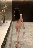 Charming One - Shoulder Blush Ruffled Lace Mini Dress