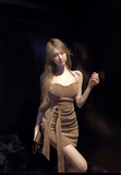 Gorgeous Sparkling Gold Halter Neck Ruched Mini Dress