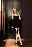 Gorgeous Sparkling Gold Halter Neck Ruched Mini Dress