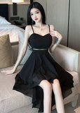 Elegant Sweetheart - Neck Black Mesh - Paneled Party Dress