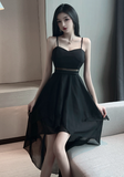 Elegant Sweetheart - Neck Black Mesh - Paneled Party Dress