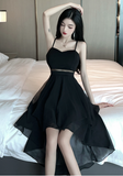 Elegant Sweetheart - Neck Black Mesh - Paneled Party Dress