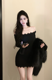 Elegant Black Bodycon Dress with Delicate Lace Trim Detail