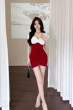 Stylish Color - Block Bodycon Dress with Ruched Detail