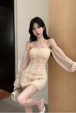 Elegant Off - Shoulder Mini Dress with Ruffled Corset Detail