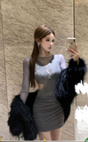 Stylish Mesh - Sleeved Mini Dress with Intricate Lace Insertion