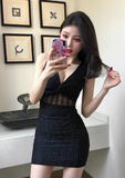 Stylish Sleeveless Bodycon Dress with Mesh Insert Detail