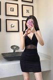 Stylish Sleeveless Bodycon Dress with Mesh Insert Detail