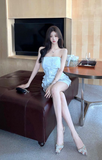 Elegant Strapless Mini Dress with 3D Petal - like Embellishments