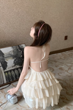 Charming Sleeveless Ruffled Mini Dress in Creamy Hue