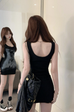 Trendy Sleeveless Dress with Buckle Straps and Graphic Print
