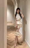 Charming Sleeveless Halter Dress in Cream with Ruffled Skirt