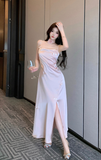 Charming Light Pink Silk Dress with Delicate Bow Details