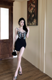 Stylish Black Bodycon Dress with Embroidered Butterfly Detail