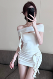 Charming Blush Strapless Mini Dress with Ruffle and Flower Accents
