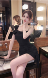 Charming Beige Bodycon Dress with Bow Detail and Ruched Design