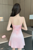 Elegant Light Pink Strappy Dress with Pleated Bodice Detail
