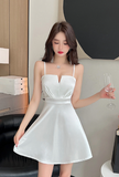 Elegant Light Pink Strappy Dress with Pleated Bodice Detail