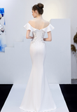 Red one-shoulder thank-you banquet slim fishtail dress wedding evening dress