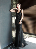 Elegant temperament, fishtail sequined sexy dress