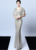 Polyester silk tassel beaded fishtail elegant temperament dress