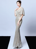Polyester silk tassel beaded fishtail elegant temperament dress