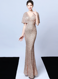 Polyester silk tassel beaded fishtail elegant temperament dress