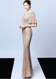 Polyester silk tassel beaded fishtail elegant temperament dress
