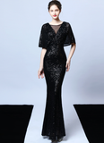 Polyester silk tassel beaded fishtail elegant temperament dress