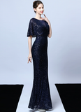 Polyester silk tassel beaded fishtail elegant temperament dress