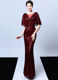 Polyester silk tassel beaded fishtail elegant temperament dress