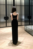 Stylish Sleeveless Black Gown with Bow - lace Detail