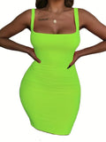 Plus Size Square Neck Short Mini Bodycon Dress