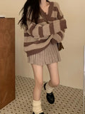 Casual Long Sleeve Striped V Neck Pullover Sweater