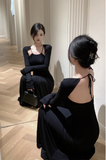 Stylish Black Evening Gown with Strappy Shoulder Design