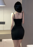 Stylish Strappy Black Dress with Delicate Lace Accents