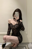 Elegant Off - Shoulder White Lace Dress with Long Sleeves