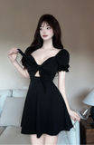 Stylish Short - Sleeve White Dress with Deep V - neck and Tie Detail