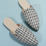 Plaid Pattern Mules Point Toe Shoes