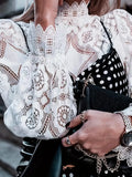 White Lace Scalloped Edges Blouse