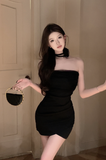 Elegant Strapless White Mini Dress with Ruched Fabric