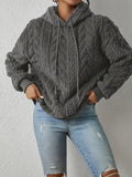 Long Sleeve Drawstring Textured Hoodie Plush Sweatshirt