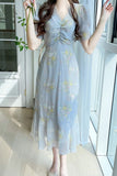 Light Flower Chest Shirred Jelly Bean Dress
