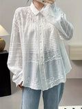 Button-Down Embroidery Front White Blouse