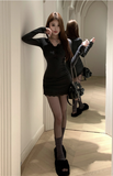Stylish Black Mini Dress with Ruffled Lace Accents