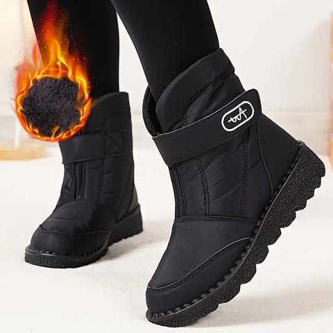 Casual Front Zipper Plush Lined Comfortable Winter Boots